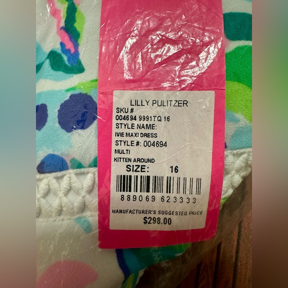 NWT Lilly Pulitzer Ivie Maxi Dress in Multi Kitten Around Size 16 - Picture 6 of 6